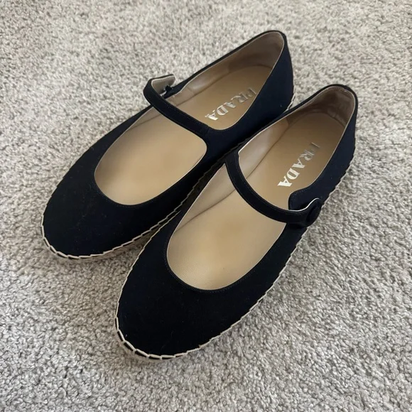 NWT Prada Black Canvas Mary Jane Espadrilles - Picture 2 of 11